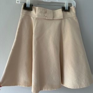 Kate Spade Beige Pleated Flared Skirt with Back Bow, Size 2